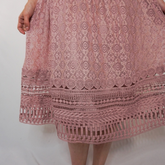 Asos Lilac Midi Lace Long Sleeve Dress NWT 2 0747 - Picture 6 of 8